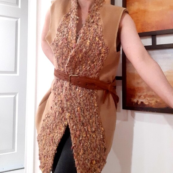 Unique mixed sweater yarn boho fall vest - Picture 2 of 12